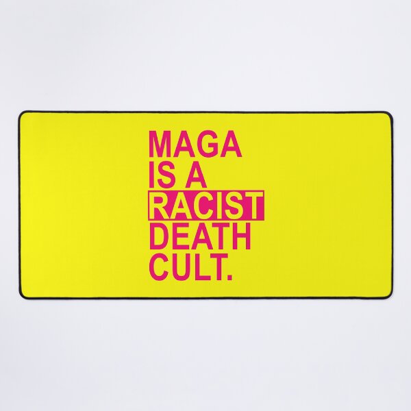 Item preview, Maga is a Racist Death Cult - Hot Pink on Yellow box designed and sold by Thelittlelord.