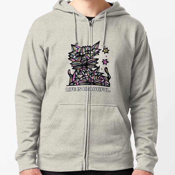 "Life Beautiful." Zipped Hoodie