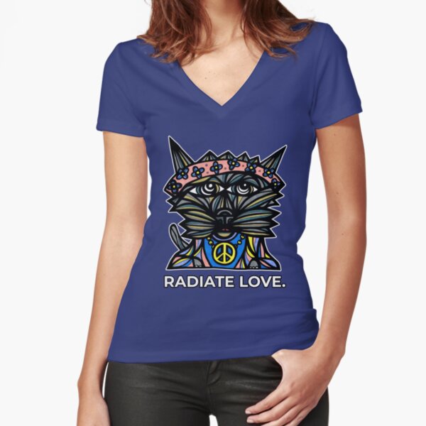 "Radiate Love." Fitted V-Neck T-Shirt