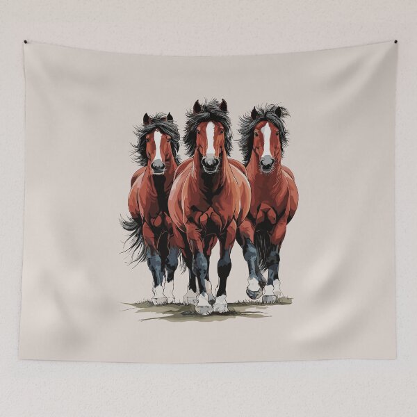 Item preview, "Wild  brown Alaskan Horses" Watercolor – A Stunning Display of Nature's Freedom designed and sold by paulo silveira.