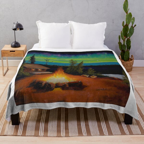 Item preview, Cabin and Northern Lights Oil Painting designed and sold by Minnesota-Art.