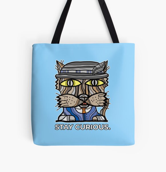 "Stay Curious." All Over Print Tote Bag