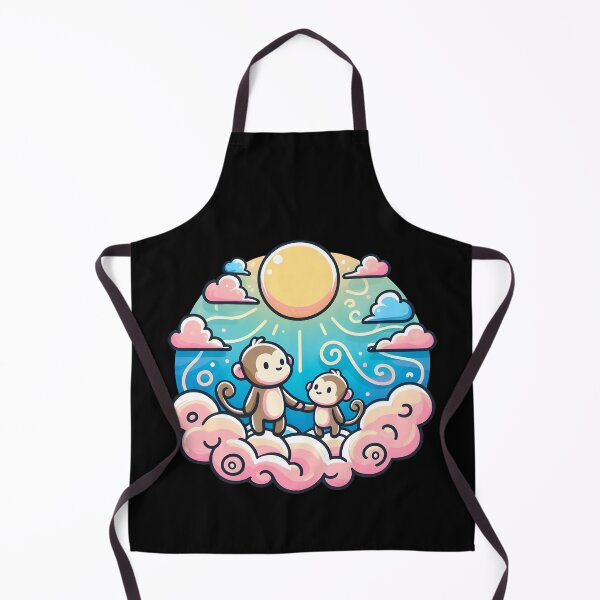 Item preview, Cartoon Father and Child Monkeys in the Clouds Holding Hands designed and sold by FrozenRoscoe.