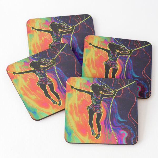 Item preview, Young girl skipping rope - neon style designed and sold by liana campbell.