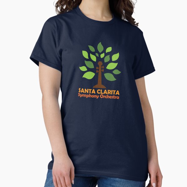Santa Clarita Symphony Orchestra Logo with scroll tree in orange and red, centered Classic T-Shirt