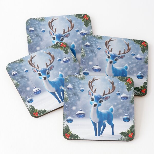 Item preview, Enchanted Blue Christmas Reindeer designed and sold by Dumbly Creative.