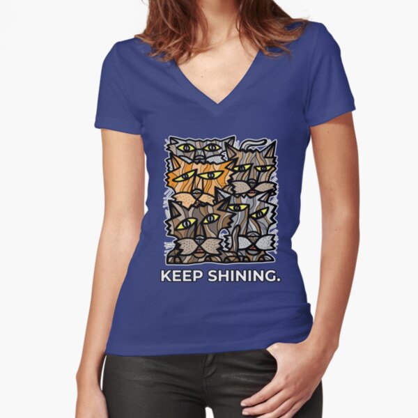 "Keep Shining." Fitted V-Neck T-Shirt