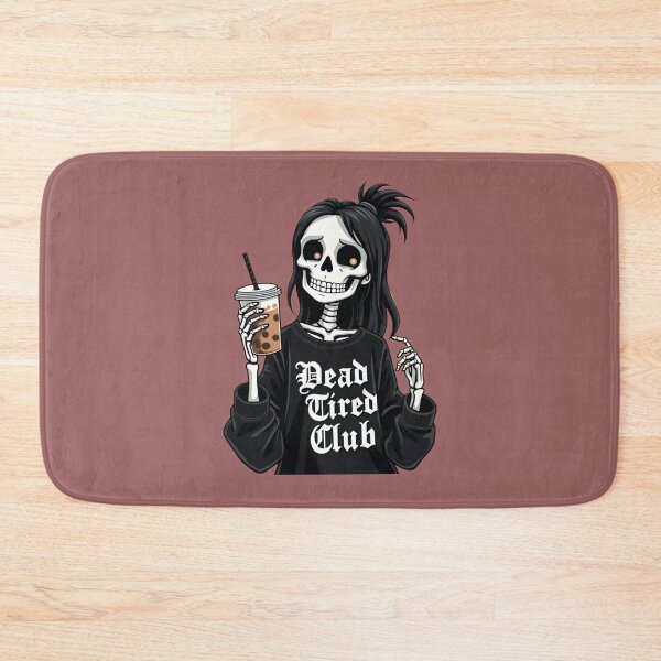 Item preview, Dead tired club coffee break skeleton girl designed and sold by GroovyDino.