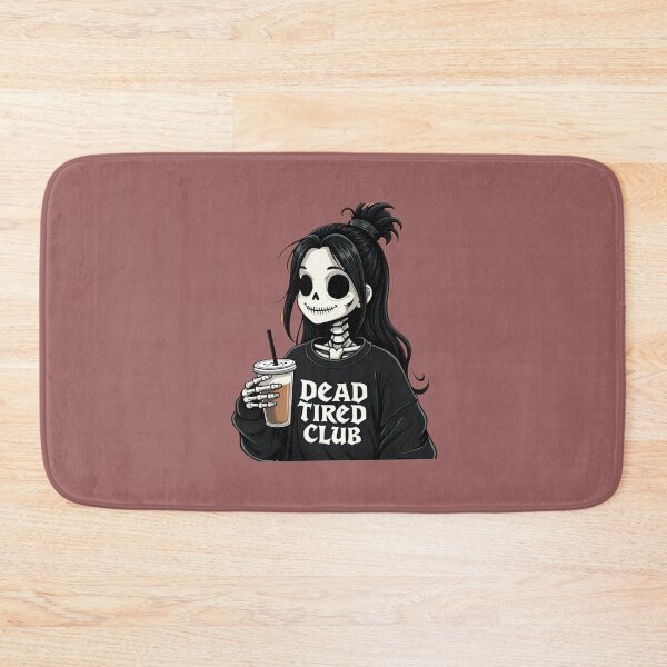 Item preview, Dead tired club coffee break skeleton girl designed and sold by GroovyDino.