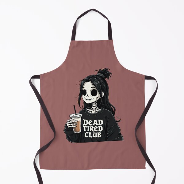 Item preview, Dead tired club coffee break skeleton girl designed and sold by GroovyDino.