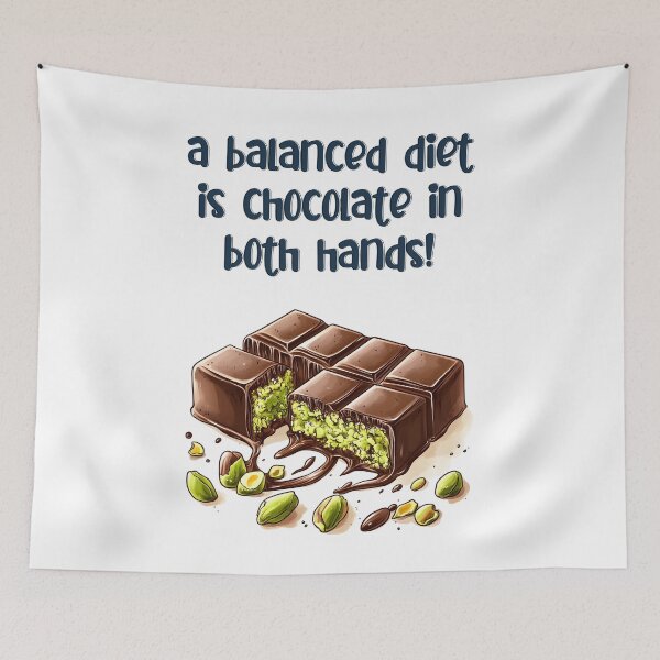 Item preview, A Balanced Diet is Chocolate Kunafa in Both Hands! Funny Dubai Kunafa Creamy Pistachios Meme designed and sold by FUNqoosh.