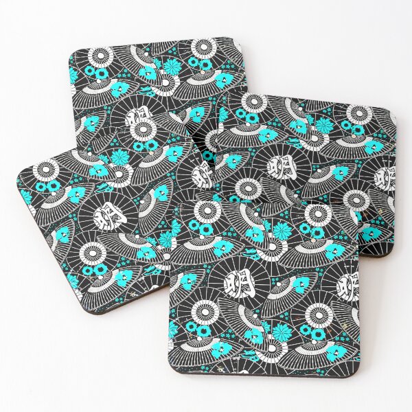 Item preview, Vintage Asian Parasol Pattern In Aqua, Black And White designed and sold by DEC02.