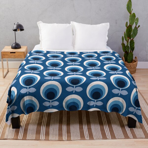 Item preview, Retro Mod circle flowers blue designed and sold by Dana Du.