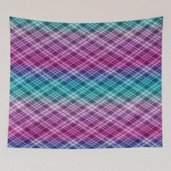 Item preview, Preppy plaid Diamond pattern ombre purple and blue designed and sold by FatBirdie.