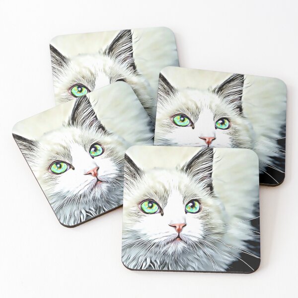 Item preview, Cute white cat designed and sold by Mageolicious.