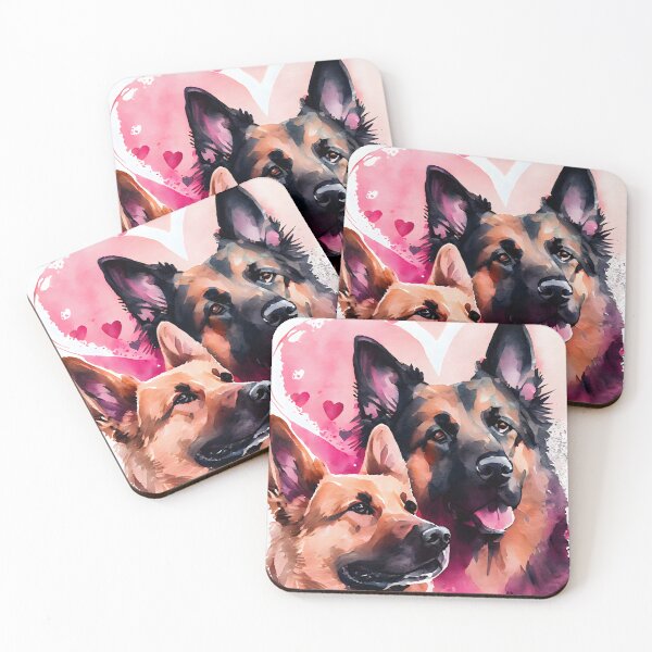 Item preview, Watercolor German Shepherds in Love designed and sold by Frollein S Berlin.