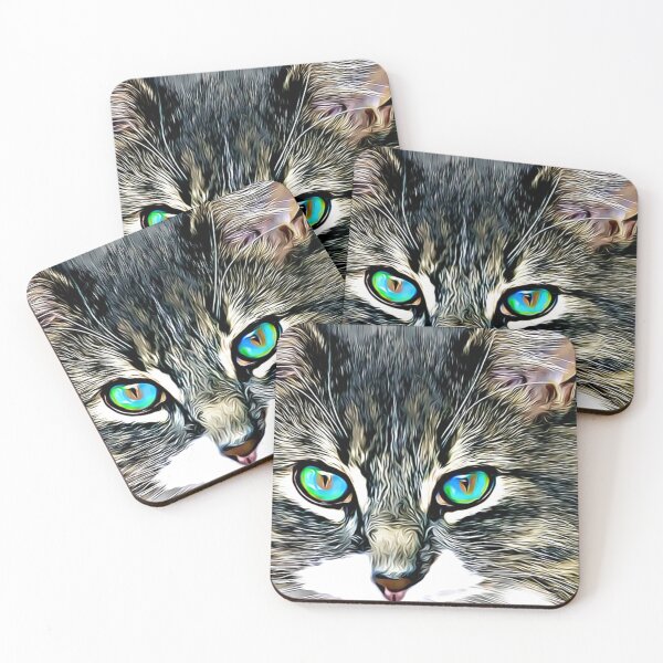 Item preview, Cute cat with green eyes designed and sold by Mageolicious.