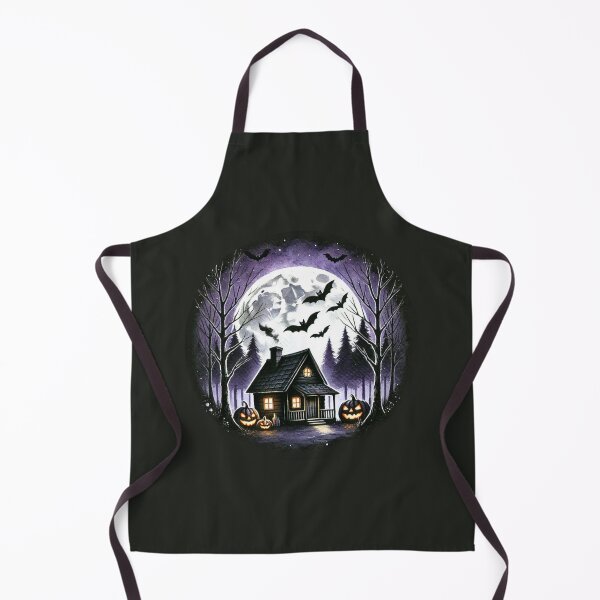 Item preview, Halloween full moon night with haunted house bats and pumpkins in the forest designed and sold by Annika Shurafa.
