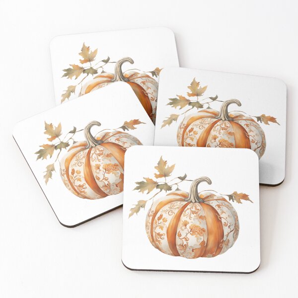 Item preview, Orange and White Chinoiserie Pumpkin with Leaves designed and sold by TheChinoiserie.