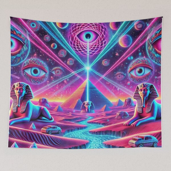 Item preview, "Neon Pyramid Dream – The Infinite Tiling Egyptian Reality" designed and sold by Meta2Physical.