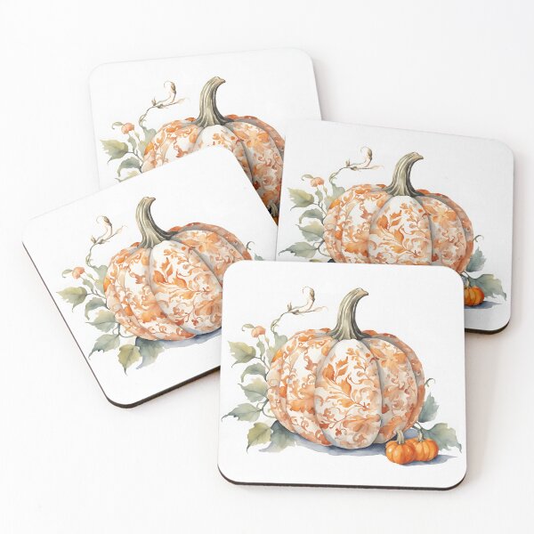 Item preview, Orange and White Chinoiserie Pumpkin with Leaves 2 designed and sold by TheChinoiserie.
