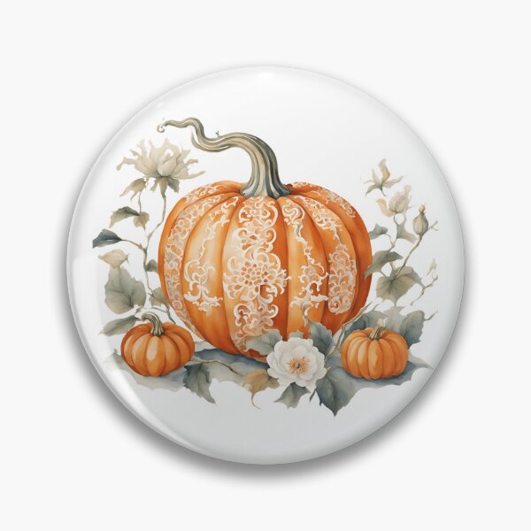 Item preview, Orange and White Chinoiserie Pumpkin with Leaves 3 designed and sold by TheChinoiserie.