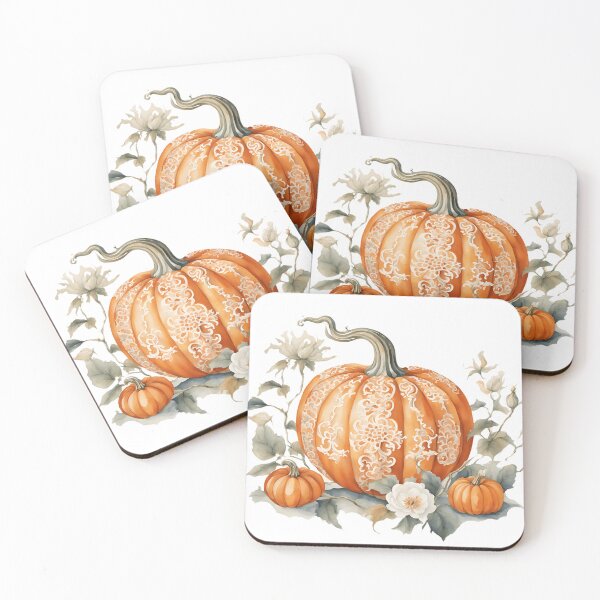 Item preview, Orange and White Chinoiserie Pumpkin with Leaves 3 designed and sold by TheChinoiserie.