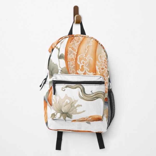 Item preview, Orange and White Chinoiserie Pumpkin with Leaves 3 designed and sold by TheChinoiserie.