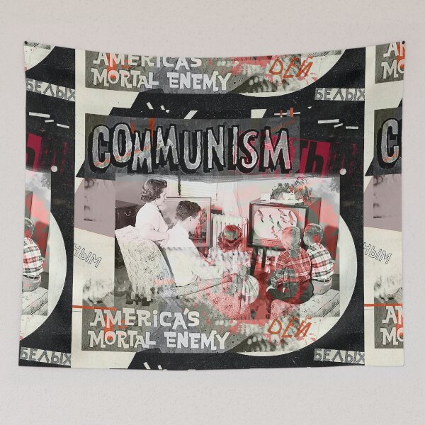 Item preview, Retro red scare cold war poster style Communism Americas Enemy designed and sold by AuroraXGreen.