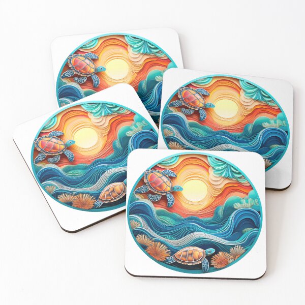 Item preview, Sea Turtle Sunset and Waves Retro Vintage Turtle Artwork designed and sold by Mandeville Photography.