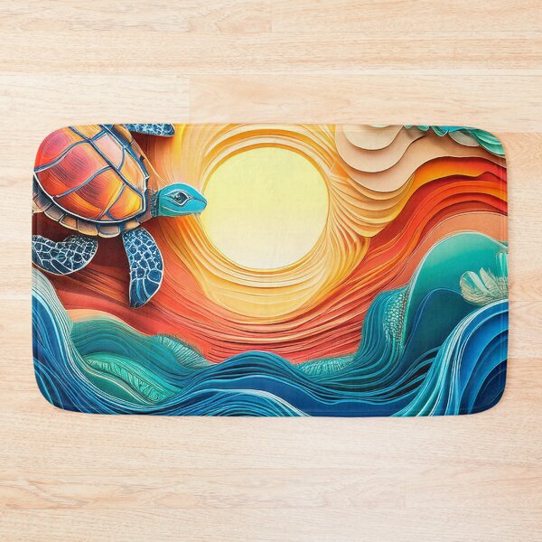 Item preview, Sea Turtle Sunset and Waves Retro Vintage Turtle Artwork designed and sold by Mandeville Photography.