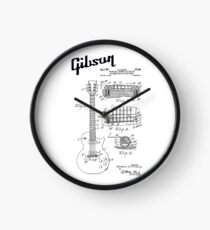 Guitar Gibson Les Paul Logo Patent Black Clock