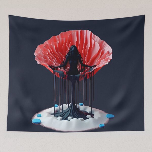 Item preview, Surreal Addiction Horror Poppy Opiate Drugs Pills Poppies Woman Silhouette designed and sold by SomniferumWars.