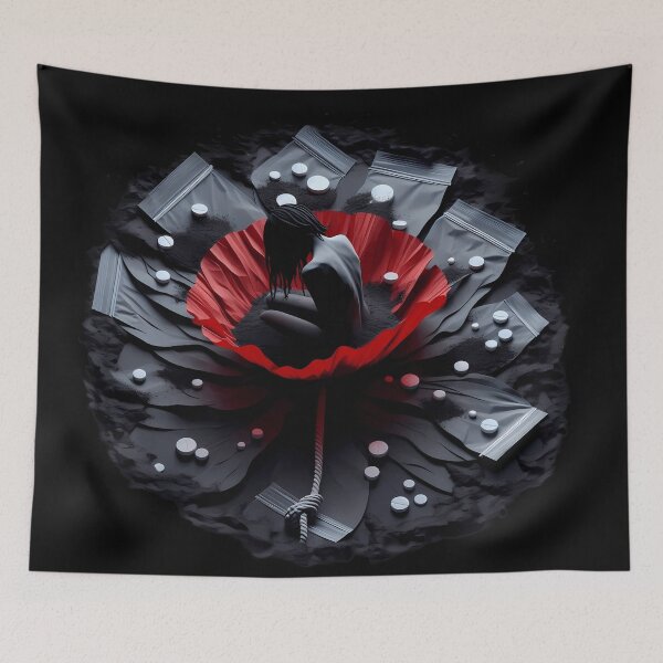 Item preview, Surreal Addiction Horror Poppy Opiate Drugs Pills Poppies Woman Silhouette designed and sold by SomniferumWars.