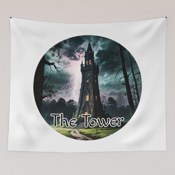 Item preview, Major Arcana Tarot Card The Tower - Horror Castle Struck by Lightning designed and sold by Pixel Waite.