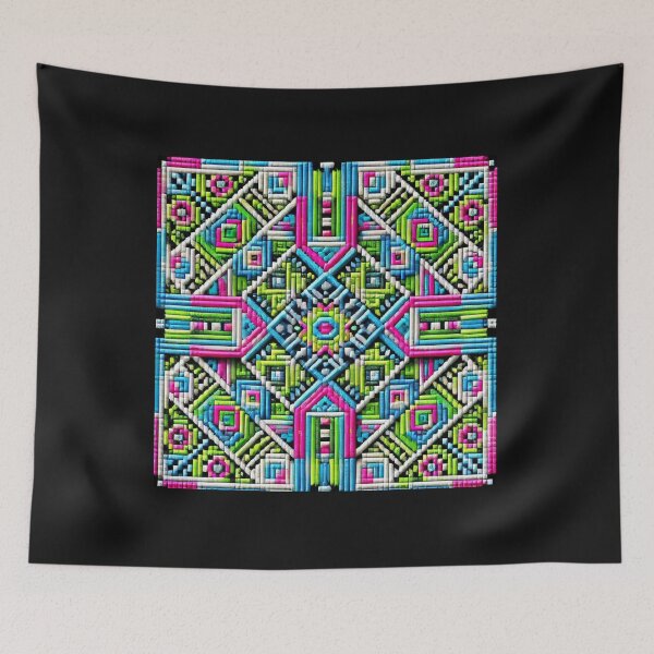 Item preview, Tribal Ikat Woven Abstract Design Neon 02 designed and sold by TribalioDesigns.