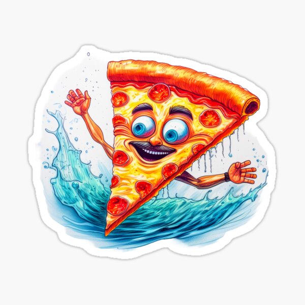 Vista previa del artículo con la obra «Natación con pizza en estilo atrevido», diseñado y vendido por JumWow.