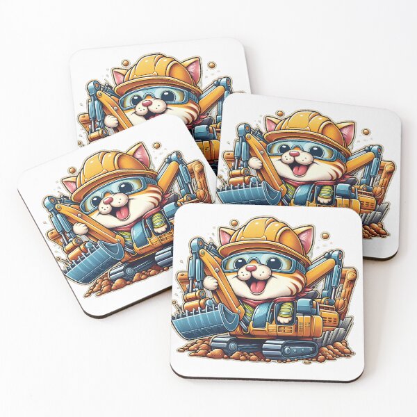 Item preview, Cat with a hard hat is on an excavator designed and sold by HappyHavenStu.