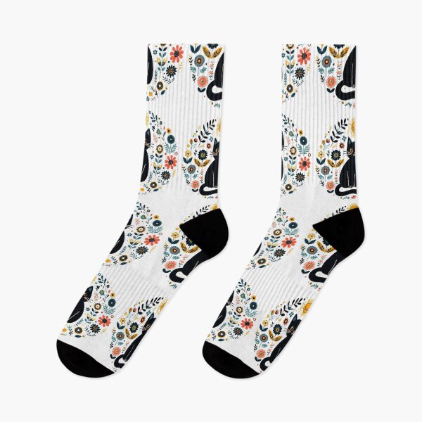 Item preview, Black cat with flowers designed and sold by Azrora.
