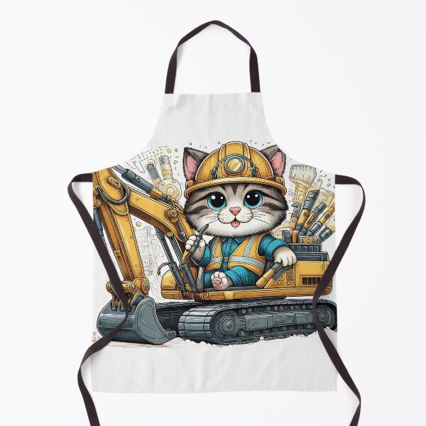 Item preview, Cat with a hard hat operating an excavator designed and sold by HappyHavenStu.