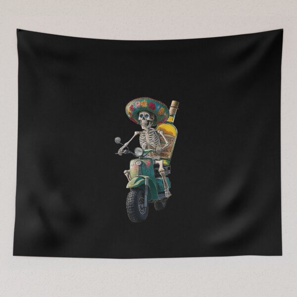 Item preview, Skeleton on Vespa with Sombrero and Tequila – Day of the Dead Mexican Art designed and sold by love3617.