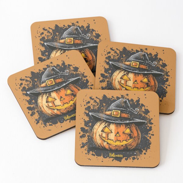 Item preview, Vintage Pumpkin with Witch Hat, Retro 90s Halloween Art, Spooky & Cool Decor orange background designed and sold by · GAMING SOUL ·.