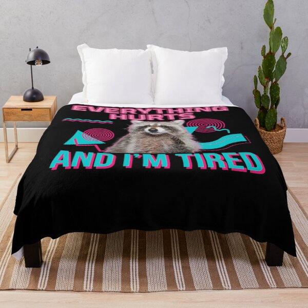 Item preview, Everything Hurts And I’m Tired Funny Raccoon Meme Gym designed and sold by LeoVargasVelha.