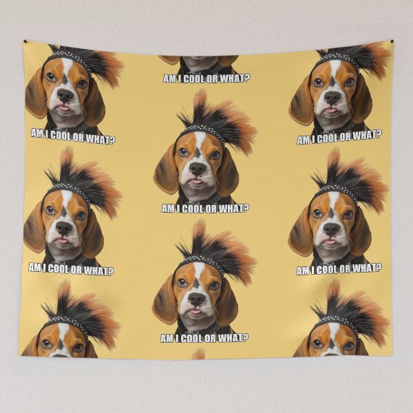 Item preview, Smiling Beagle in Bob Wig Sticker - Funny Pet Design, wallart , T-shirt designed and sold by ZloppyDesign.