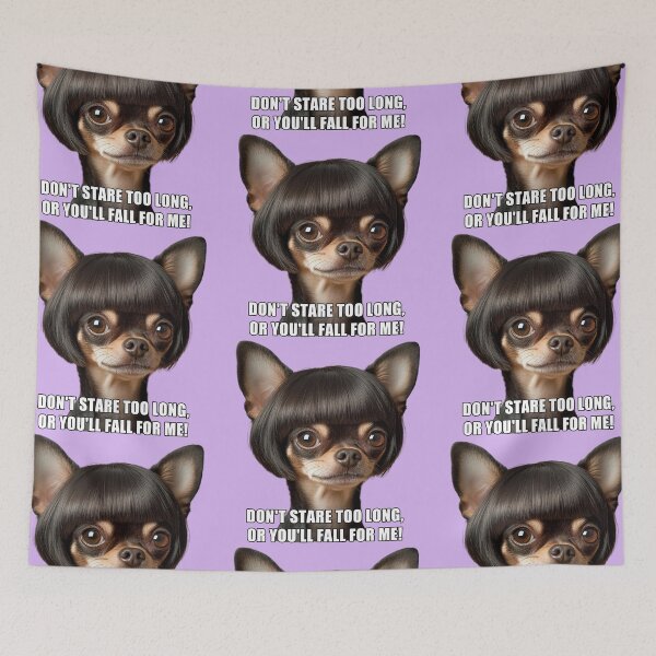 Item preview, Mischievous Chihuahua in Bob Wig Sticker - Funny Pet Design, wallart , T-shirt designed and sold by ZloppyDesign.