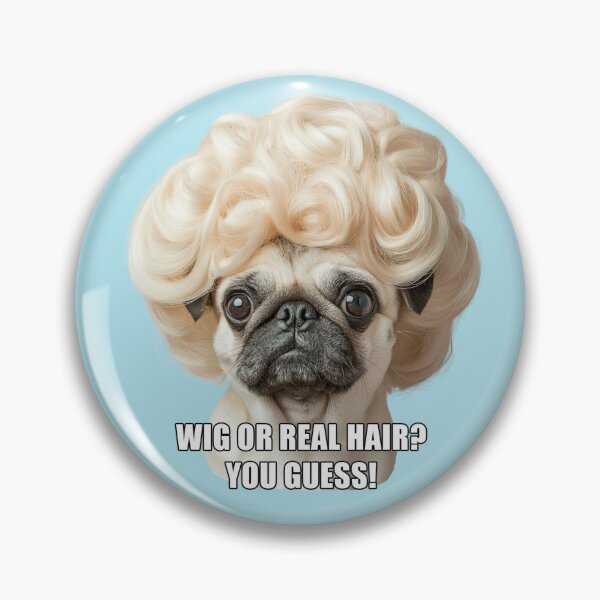 Artikelvorschau, Shy Pug in Blonde Wig Sticker - Funny Pet Design, wallart , T-shirt entworfen und verkauft von ZloppyDesign.