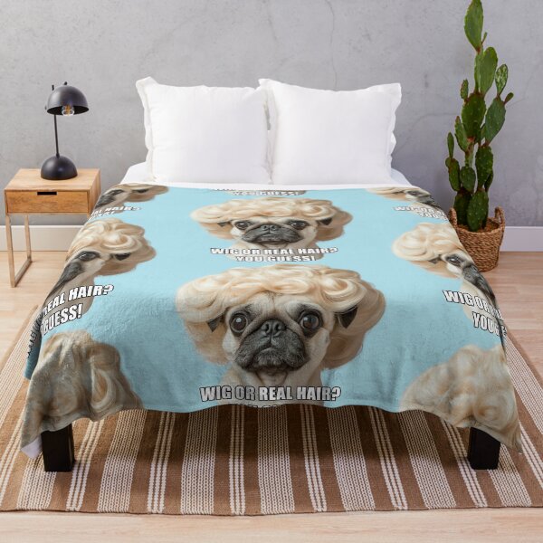 Item preview, Shy Pug in Blonde Wig Sticker - Funny Pet Design, wallart , T-shirt designed and sold by ZloppyDesign.