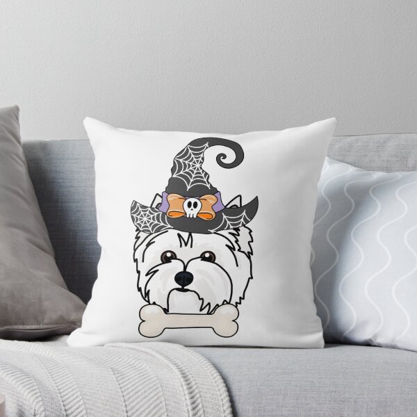 Artikelvorschau, Westie-Hund mit Hexenhut – Gruseliges und süßes Halloween-Design entworfen und verkauft von MrsCreative1.