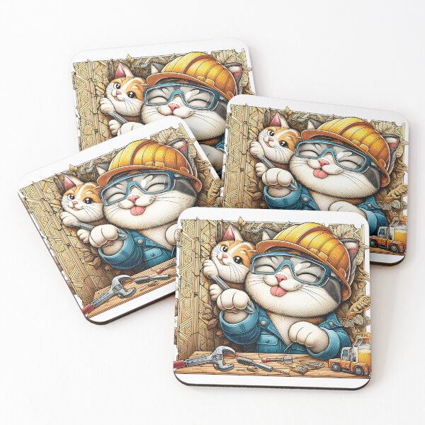 Item preview, Cat happy blue collar worker designed and sold by HappyHavenStu.