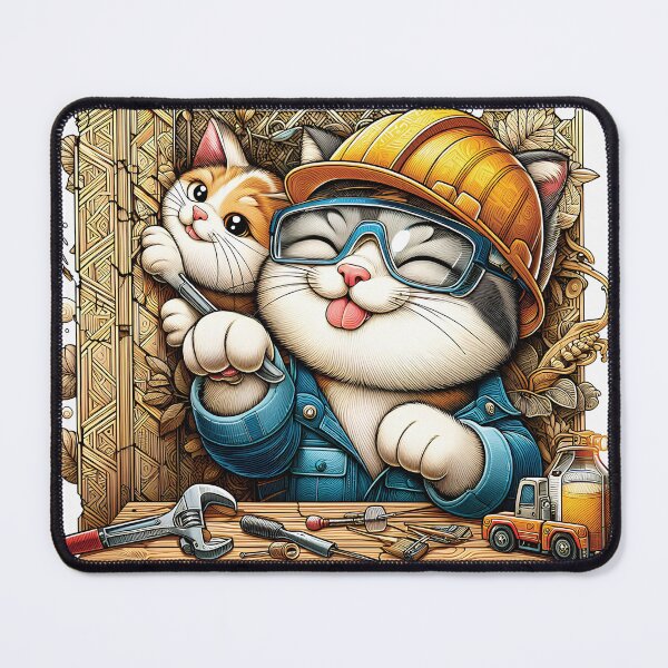 Item preview, Cat happy blue collar worker designed and sold by HappyHavenStu.